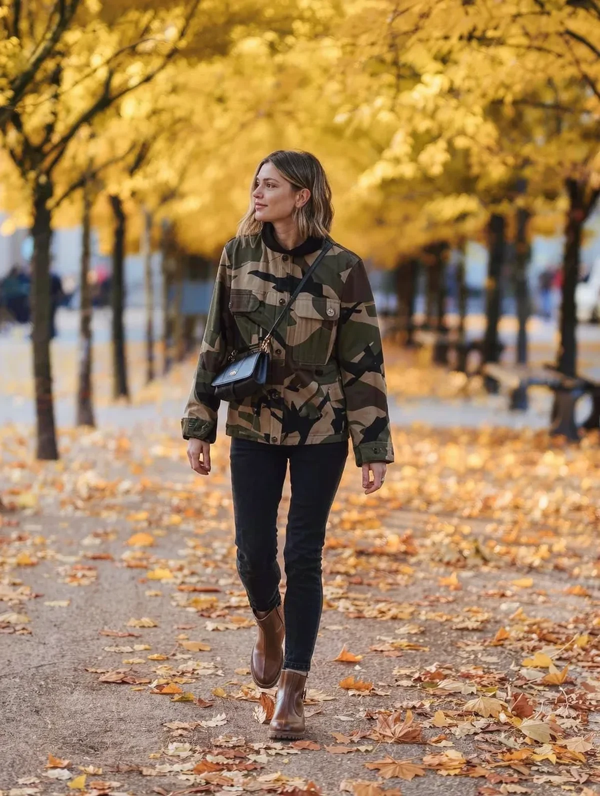 Olive Camo Jacket With Black Jeans: Three Fall Looks